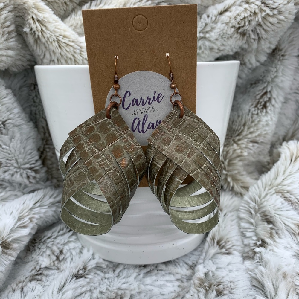 Croc leather twist earring